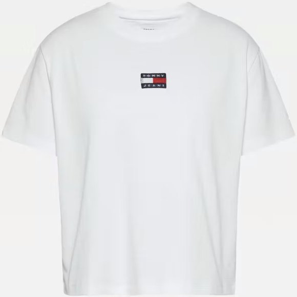 Tommy Hilfiger Tommy Jeans Badge Crew Neck Shirt Women's White Crew Neck Shirt - Picture 4 of 9